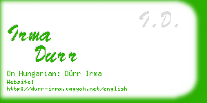 irma durr business card